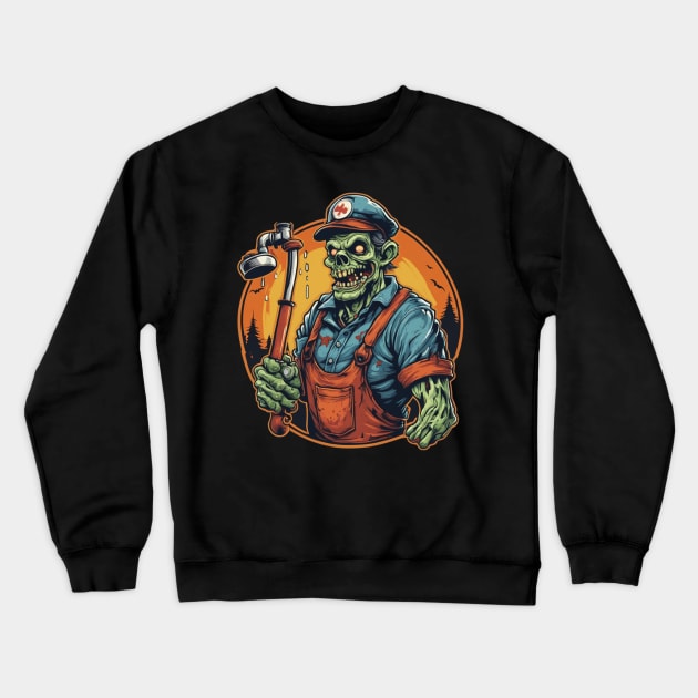 Zombie plumber handyman Halloween gift for him Crewneck Sweatshirt by Edgi